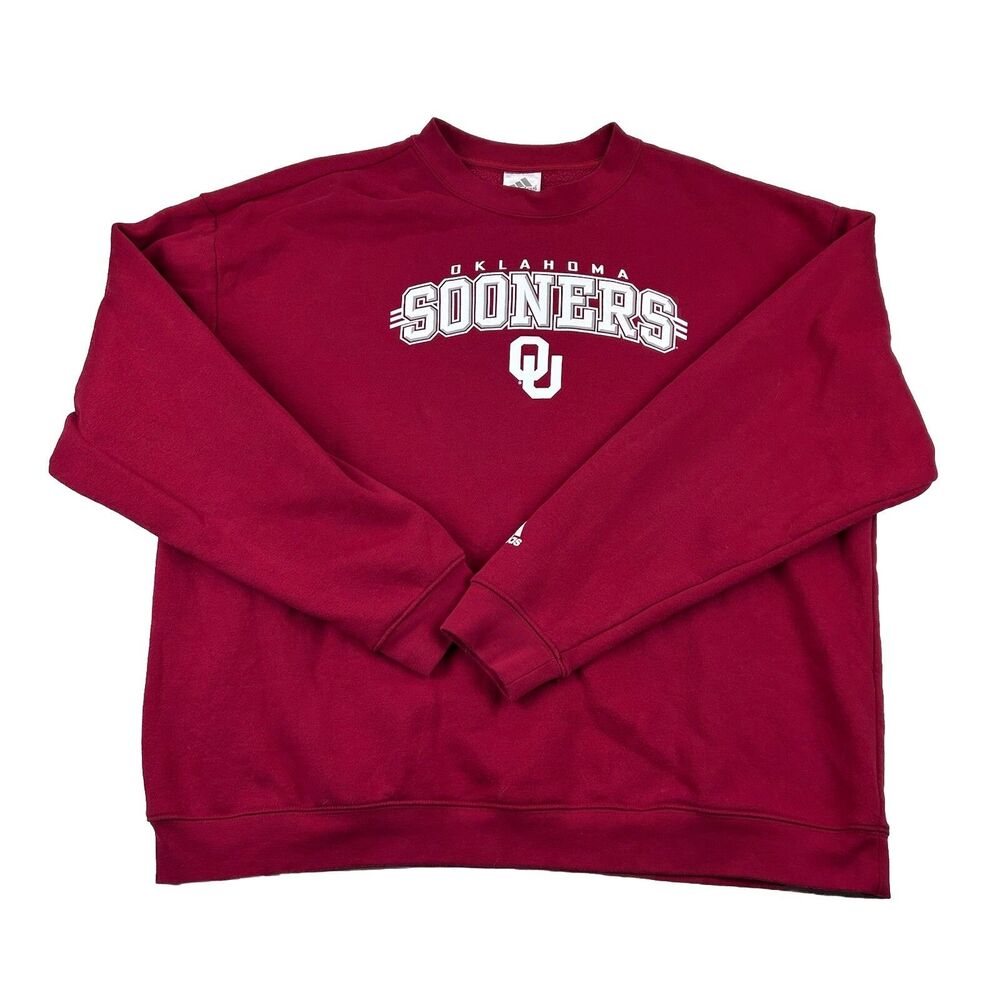 Oklahoma Sooners Adidas Sweatshirt Mens 2XL Red Crew Neck Long Sleeve